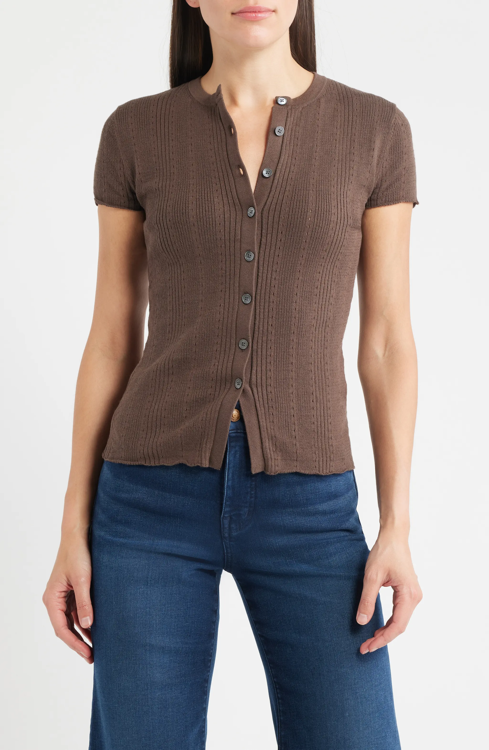 Madewell Pointelle Short-Sleeve Cardigan