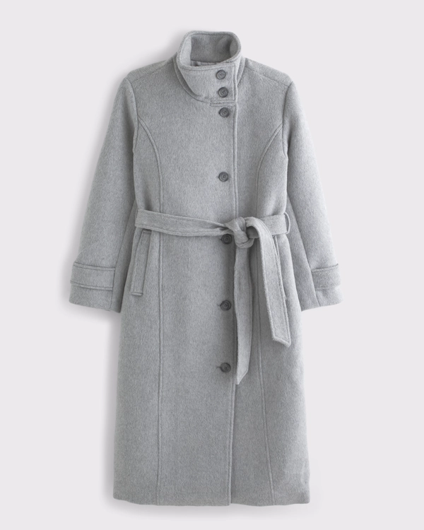 Abercrombie & Fitch Funnel Neck Wool-Blend Long Coat